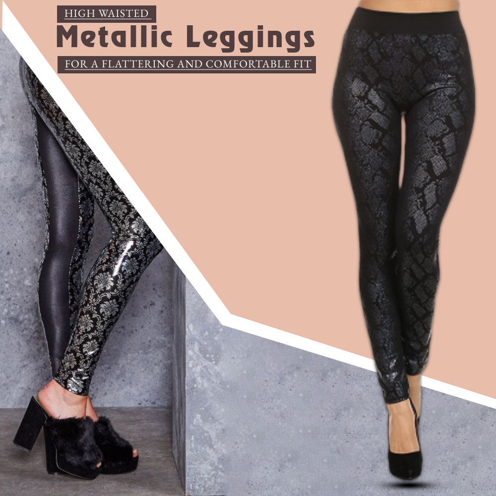 High-Waisted Metallic Leggings for a Flattering and Comfortable Fit