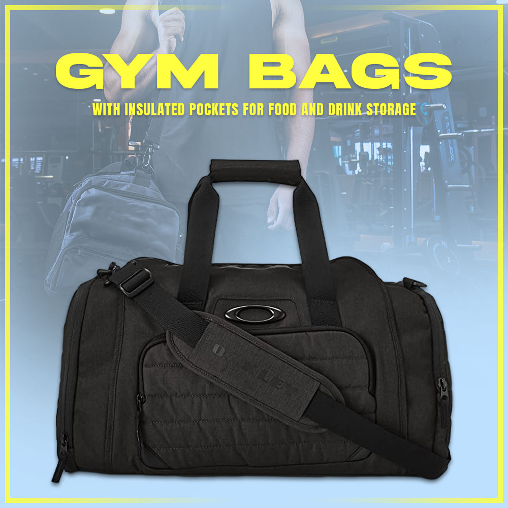 Gym bags with insulated pockets for food and drink storage