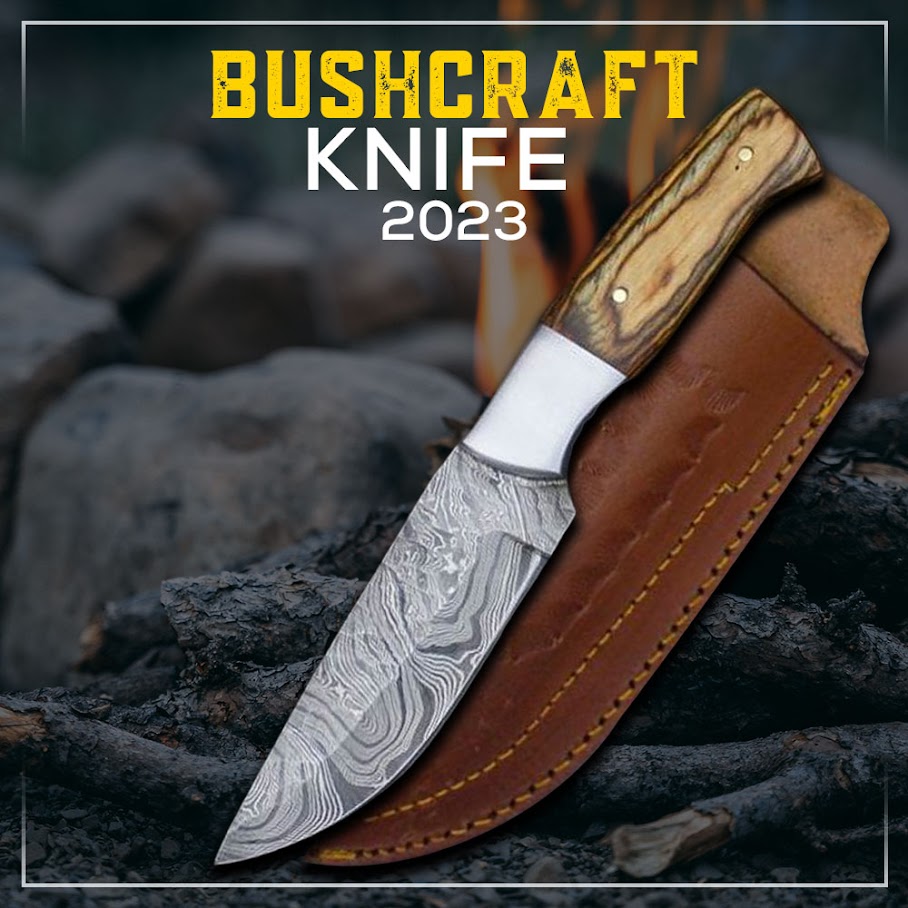 Everest Knives® WildCamping Handmade Damascus Steel Bushcraft Knife With Densified Wood Handle