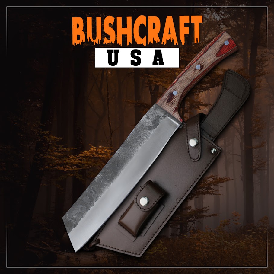 Almazan® Wilderness Hand Forged Carbon Steel Bushcraft Knife with Leather Sheath