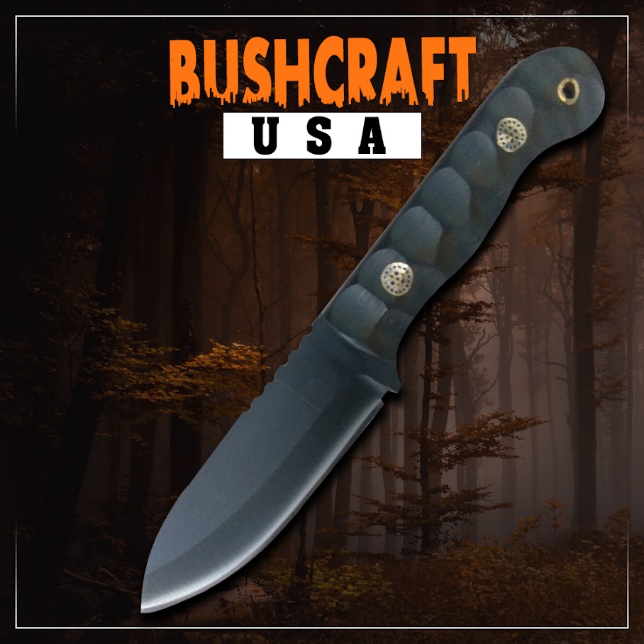 Frontier Cutlery® Hand Forged Black Stainless Steel Bushcraft Knife With Leather Sheath