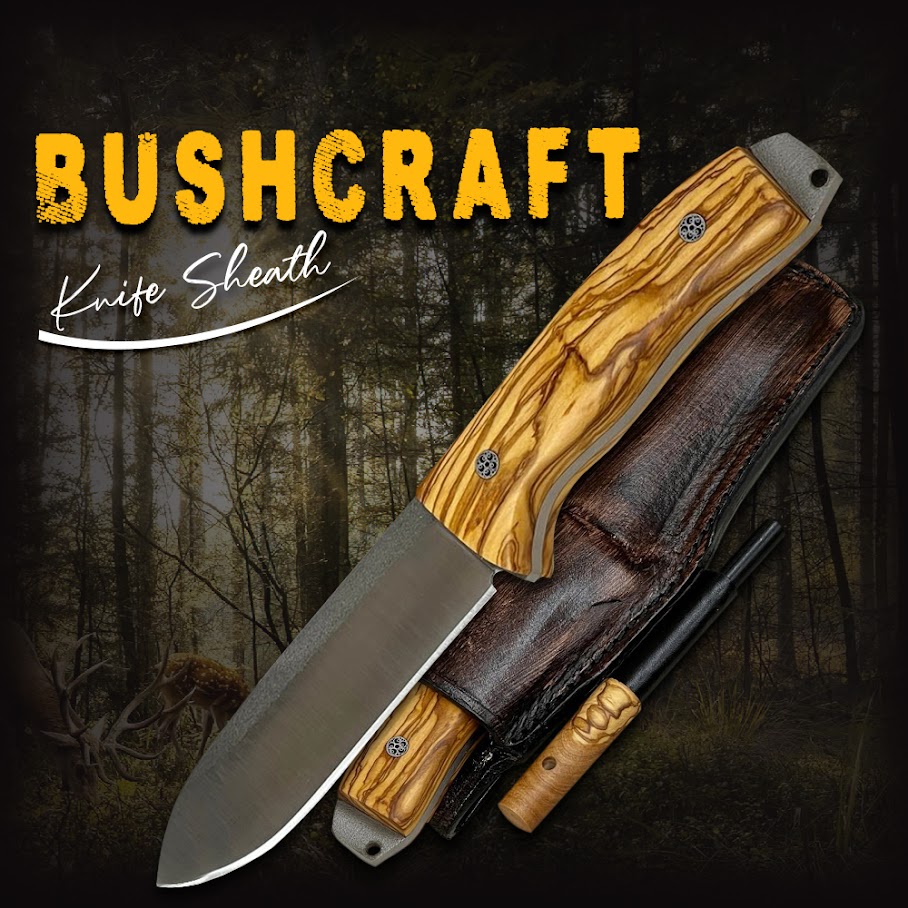 Custom Forged Blades® Wilderness Handmade Bushcraft Knife D2 Steel With Olive Handle