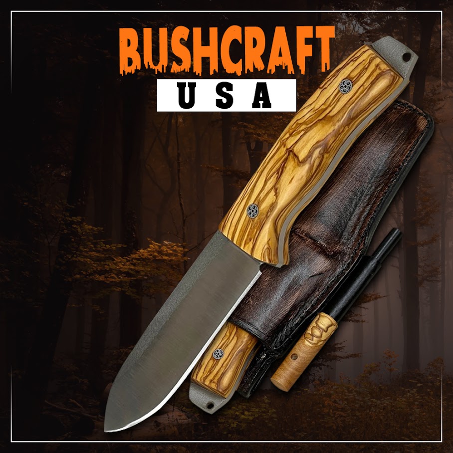 Custom Forged Blades® Wilderness Handmade Bushcraft Knife D2 Steel With Olive Handle