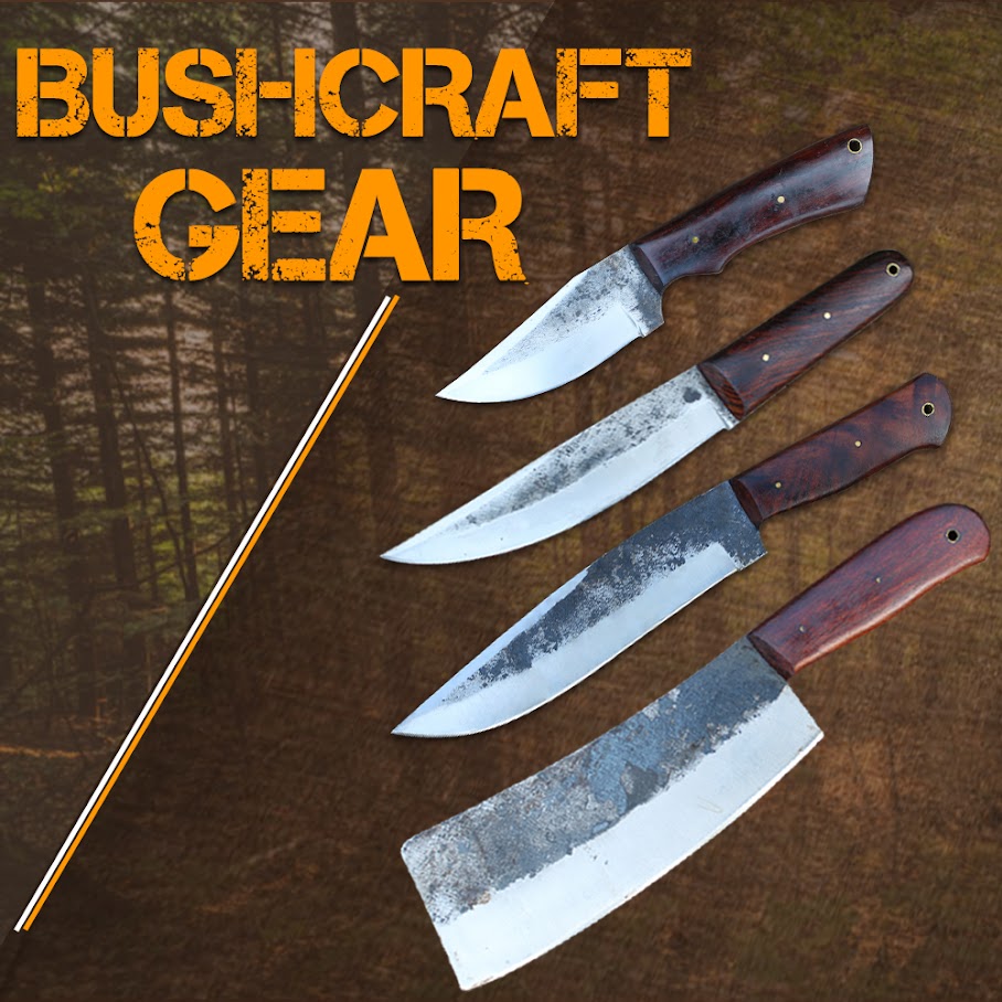 Almazan® Hunter Handmade Bushcraft Knife High Carbon Steel With Pakka Wood Handle (4pcs set)