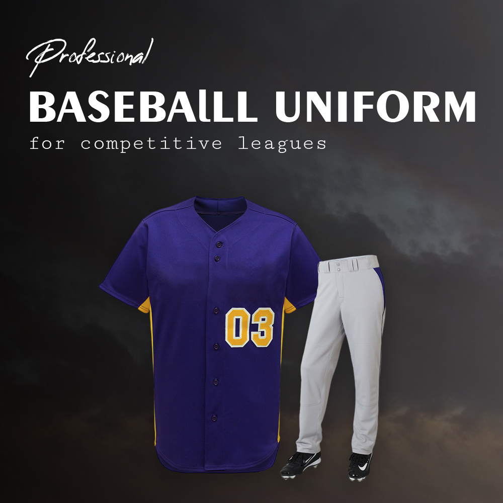 Professional baseball uniforms for competitive leagues