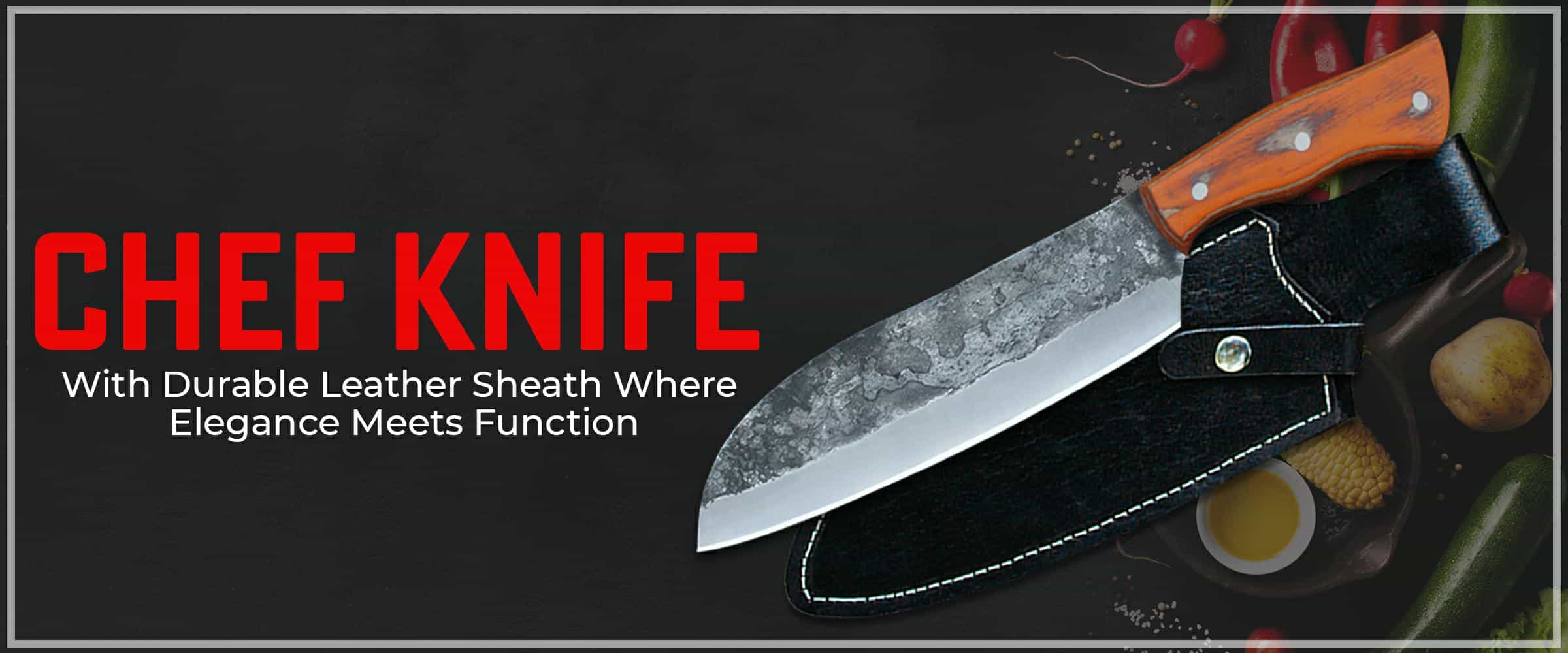 Chef Knife with Durable Leather Sheath, Where Elegance Meets Function